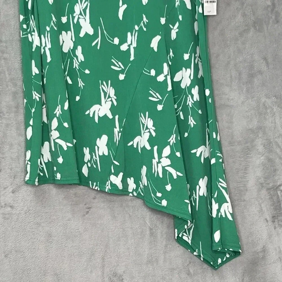 Alfani Women's Kelly Green Floral Asymmetrical‎ Jersey Knit Blouse Plus Sz 2X - Picture 6 of 14